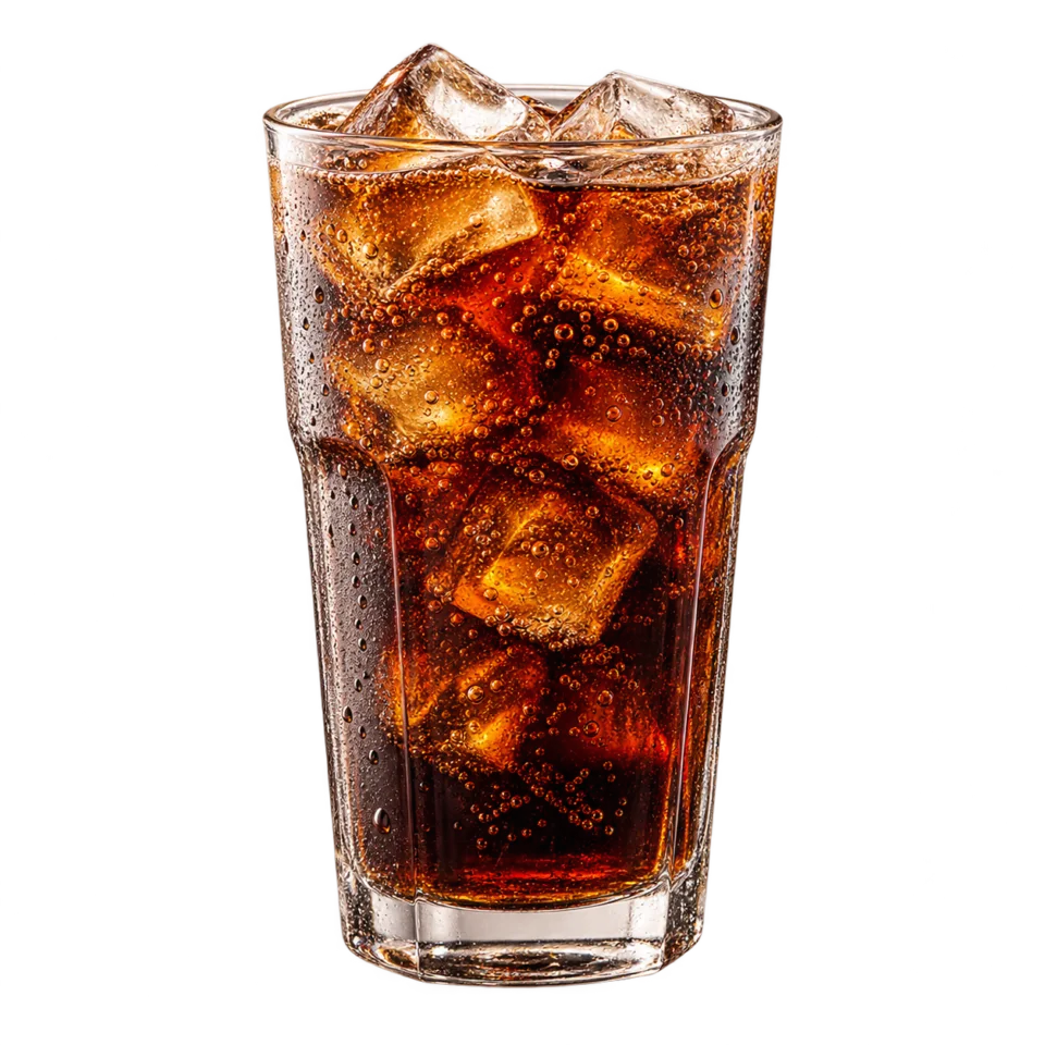 Refresco de cola con hielo