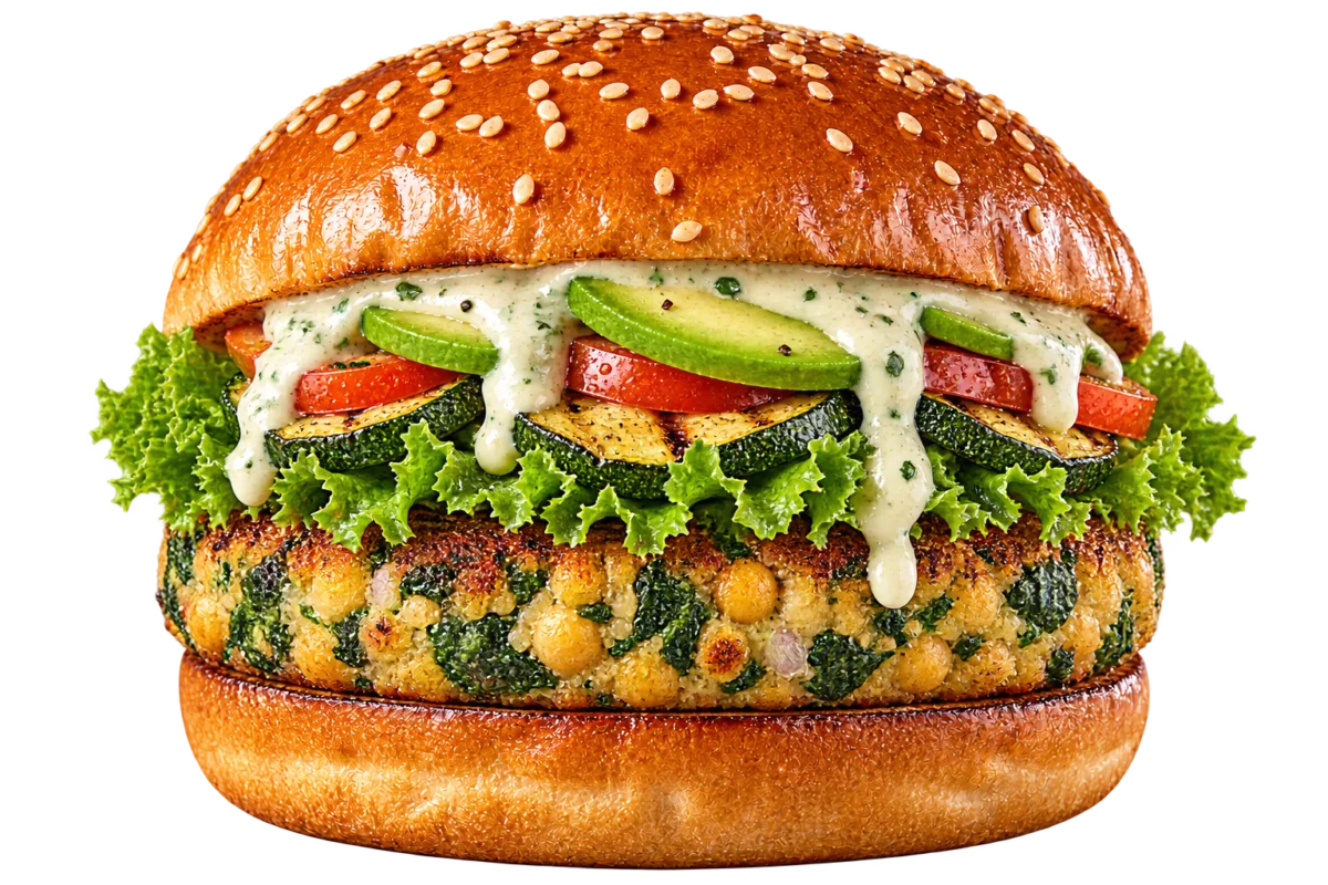 Hamburguesa vegetal con guacamole