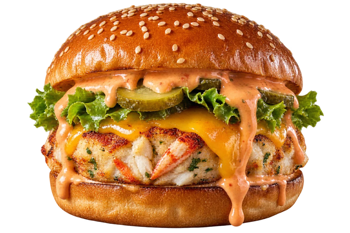 Hamburgrejo de cangrejo con salsa canalla